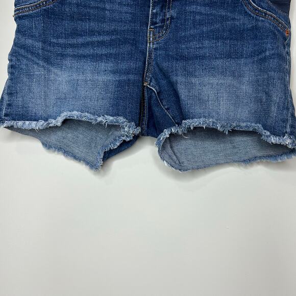 Gap Maternity Denim Cutoff Shorts Size 27/Size 4 Side Elastic Panels - Picture 2 of 6